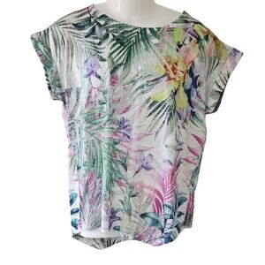 Time and Tru Multicolor Sparkly Short Sleeve Sublimation T-shirt Womens Sz Large